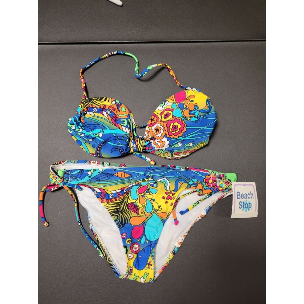 Women's Beach Stop Bikini, Size XL in Retro Print